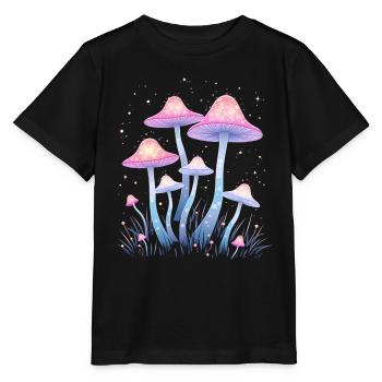 Magic mushrooms in the enchanted forest - Stanley/Stella MINI CREATOR Kids’ T-Shirt - black - Front - Mikhail (115cm)