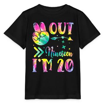 Peace Out Nineteen I'm 20 | Tie Dye Themed - Stanley/Stella MINI CREATOR Kids’ T-Shirt - black - Front - Mikhail (115cm)