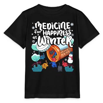 Medizin Zum Glücklichsein Bei Winter Cat Gummies - Stanley/Stella Kinder T-Shirt MINI CREATOR  - Schwarz - Vorne - Mikhail (115cm)