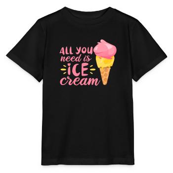 Eiscreme Eis Eiskrem Ice Cream Sommer Geschenk - Stanley/Stella Kinder T-Shirt MINI CREATOR  - Schwarz - Vorne - Mikhail (115cm)