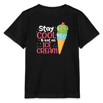 Eiscreme Eis Eiskrem Ice Cream Sommer Geschenk - Stanley/Stella Kinder T-Shirt MINI CREATOR  - Schwarz - Vorne - Mikhail (115cm)