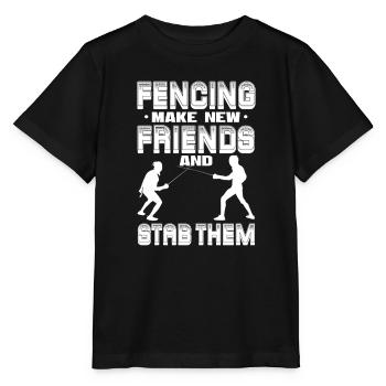 Fencing Sword Sabre Epee Fencing Gift - Stanley/Stella MINI CREATOR Kids’ T-Shirt - black - Front - Mikhail (115cm)