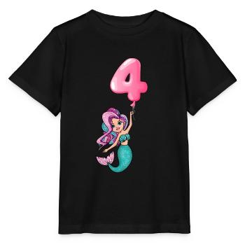 Enfants 4ème anniversaire sirène ballon 4 ans - T-shirt bio MINI CREATOR Stanley/Stella Enfant - noir - Devant - Mikhail (115cm)