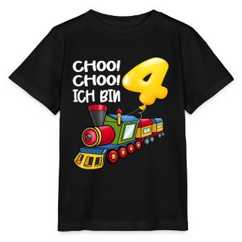 Choo Choo Je suis 4 ans train jeune anniversaire - T-shirt bio MINI CREATOR Stanley/Stella Enfant - noir - Devant - Mikhail (115cm)
