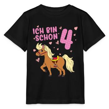 Pony 4 Jahre alt Pferd Ich Bin Schon 4. Geburtstag - Stanley/Stella Kinder T-Shirt MINI CREATOR  - Schwarz - Vorne - Mikhail (115cm)