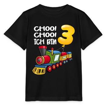 Choo Ich Bin 3 Jahre alt Zug Jungen 3. Geburtstag - Stanley/Stella Kinder T-Shirt MINI CREATOR  - Schwarz - Vorne - Mikhail (115cm)