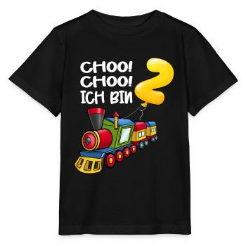 Choo Ich Bin 2 Jahre alt Zug Jungen 2. Geburtstag - Stanley/Stella Kinder T-Shirt MINI CREATOR  - Schwarz - Vorne - Mikhail (115cm)