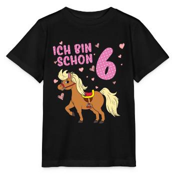 Pony 6 Jahre alt Pferd Ich Bin Schon 6. Geburtstag - Stanley/Stella Kinder T-Shirt MINI CREATOR  - Schwarz - Vorne - Mikhail (115cm)
