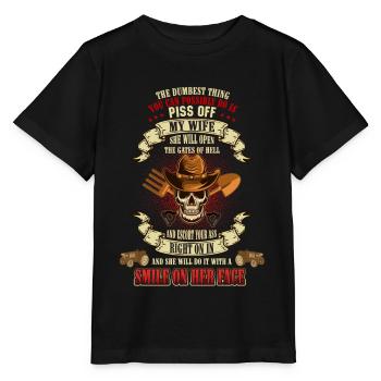 PISS OFF MY WIFE FARMER SKULL - T-shirt bio MINI CREATOR Stanley/Stella Enfant - noir - Devant - Mikhail (115cm)