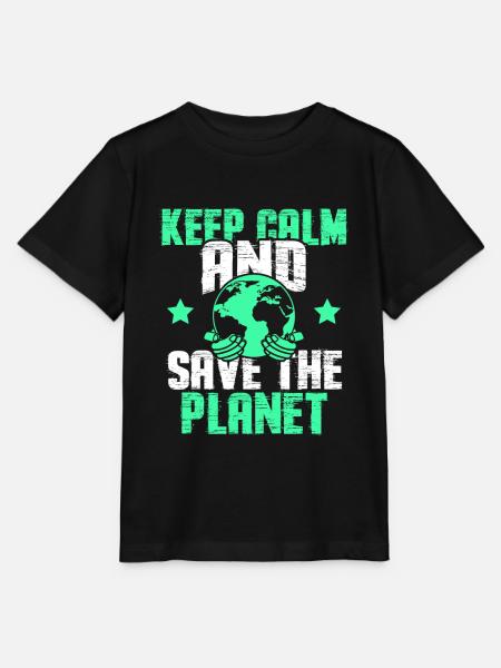keep calm save the planet - Stanley/Stella Kinder T-Shirt MINI CREATOR - Schwarz