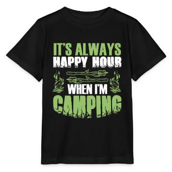 happy hour camping - Stanley/Stella MINI CREATOR Kids’ T-Shirt - black - Front - Mikhail (115cm)