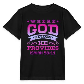 God leads - Stanley/Stella MINI CREATOR Kids’ T-Shirt - black - Front - Mikhail (115cm)
