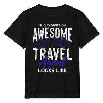 awesome travel agent - Stanley/Stella Kinder T-Shirt MINI CREATOR  - Schwarz - Vorne - Mikhail (115cm)