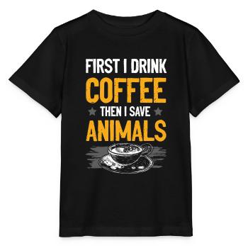 Café militant des droits des animaux - T-shirt bio MINI CREATOR Stanley/Stella Enfant - noir - Devant - Mikhail (115cm)