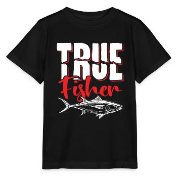 Fidèle pêcheur pêchant dicton - T-shirt bio MINI CREATOR Stanley/Stella Enfant - noir - Devant - Mikhail (115cm)