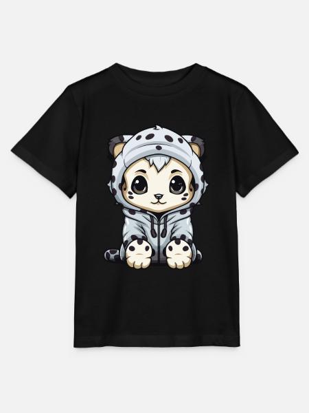 Schneeleopard Winter leopard Tier - Stanley/Stella Kinder T-Shirt MINI CREATOR - Schwarz