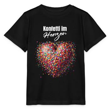 Karneval Konfetti im Herzen Herz Köln Kölle Alaaf - Stanley/Stella Kinder T-Shirt MINI CREATOR  - Schwarz - Vorne - Mikhail (115cm)
