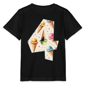 CREAM NUMBER 4 YEARS CREAM 4TH BIRTHDAY - Stanley/Stella MINI CREATOR Kids’ T-Shirt - black - Front - Mikhail (115cm)