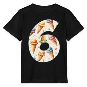 EISCREME NUMMER 6 JAHRE EIS 6. GEBURTSTAG - Stanley/Stella Kinder T-Shirt MINI CREATOR  - Schwarz - Vorne - Mikhail (115cm)