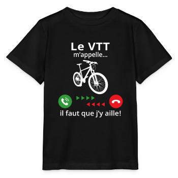 le vtt m'appelle il faut que j'y aille - T-shirt bio MINI CREATOR Stanley/Stella Enfant - noir - Devant - Mikhail (115cm)