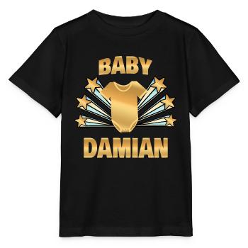 Damian enceinte - T-shirt bio MINI CREATOR Stanley/Stella Enfant - noir - Devant - Mikhail (115cm)