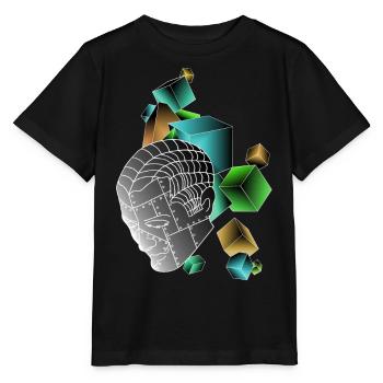 Roboter mit Würfeln bunt - Stanley/Stella Kinder T-Shirt MINI CREATOR  - Schwarz - Vorne - Mikhail (115cm)