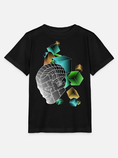 Roboter mit Würfeln bunt - Stanley/Stella Kinder T-Shirt MINI CREATOR - Schwarz