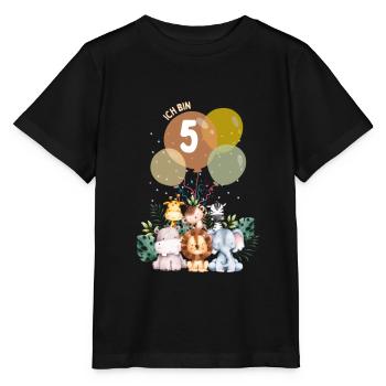 wilde fünf Safari Geburtstag Tiere Motto Kinder - Stanley/Stella Kinder T-Shirt MINI CREATOR  - Schwarz - Vorne - Mikhail (115cm)