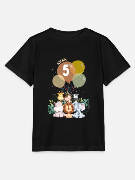 Wild Five Safari Birthday Animals Theme Kids - Stanley/Stella MINI CREATOR Kids’ T-Shirt - black