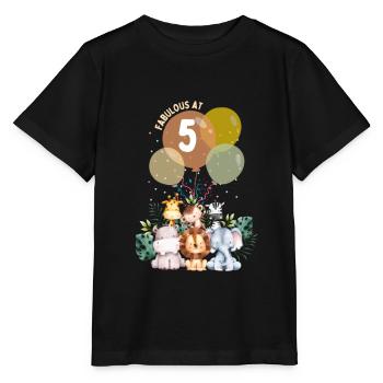 fabelhafter Tier Geburtstag Dschungel fünf Jahre - Stanley/Stella Kinder T-Shirt MINI CREATOR  - Schwarz - Vorne - Mikhail (115cm)