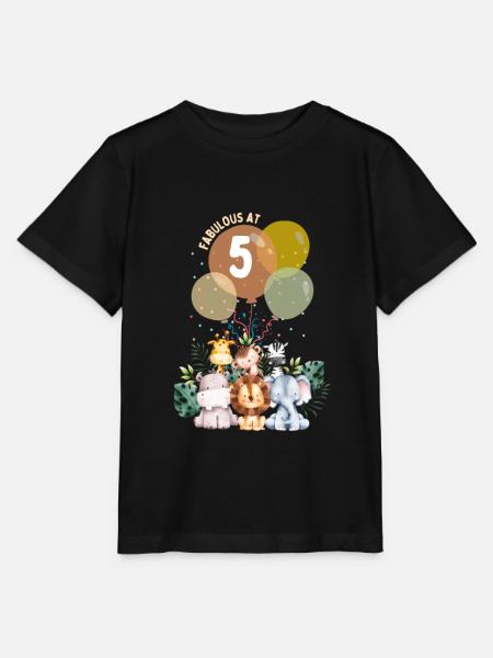 Fabulous Animal Birthday Jungle Five Years - Stanley/Stella MINI CREATOR Kids’ T-Shirt - black