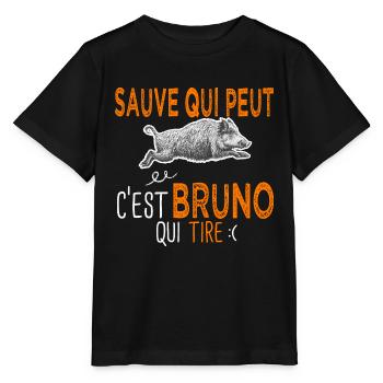 Bruno c est bruno qui tire Humour Chasseur - T-shirt bio MINI CREATOR Stanley/Stella Enfant - noir - Devant - Mikhail (115cm)
