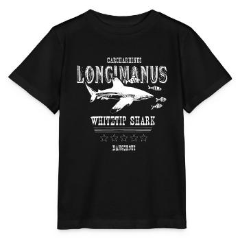 whitetip shark longimanus - Hai - Hochseehai - Stanley/Stella Kinder T-Shirt MINI CREATOR  - Schwarz - Vorne - Mikhail (115cm)