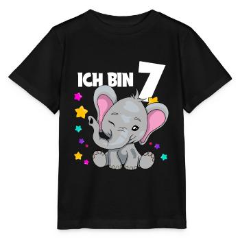 7. Geburtstag Elefant 7 Jahre - Stanley/Stella Kinder T-Shirt MINI CREATOR  - Schwarz - Vorne - Mikhail (115cm)