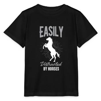 Facilement distrait par les chevaux - T-shirt bio MINI CREATOR Stanley/Stella Enfant - noir - Devant - Mikhail (115cm)