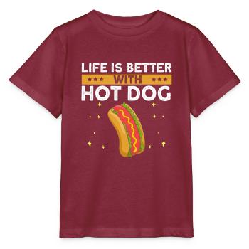 Hot Dog Love Hot Dog Pomme de terre Ketchup - T-shirt bio MINI CREATOR Stanley/Stella Enfant - bordeaux - Devant - Kain (125cm)