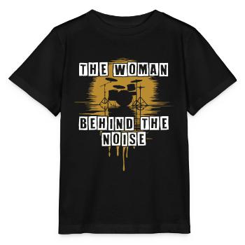 Drummer Woman Schlagzeugerin Girls Band - Stanley/Stella Kinder T-Shirt MINI CREATOR  - Schwarz - Vorne - Mikhail (115cm)