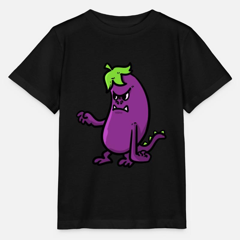 Auberginen-Monster Eggplant Monster - Stanley/Stella Kinder T-Shirt MINI CREATOR - Schwarz