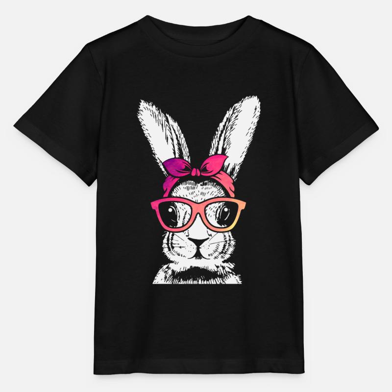 Lapin lunettes de soleil de Pâques oreilles cool - T-shirt bio MINI CREATOR Stanley/Stella Enfant - noir