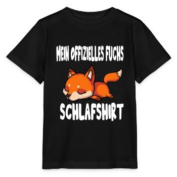 Schlafshirt Pyjama Schlafanzug Fuchs - Stanley/Stella Kinder T-Shirt MINI CREATOR  - Schwarz - Vorne - Mikhail (115cm)