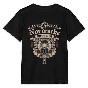Hammersbald Mythologie nordique Patience Impatience - T-shirt bio MINI CREATOR Stanley/Stella Enfant - noir - Devant - Mikhail (115cm)