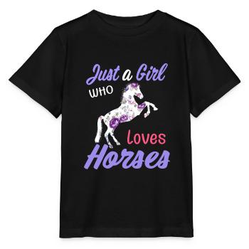 Juste une fille qui aime les chevaux - T-shirt bio MINI CREATOR Stanley/Stella Enfant - noir - Devant - Mikhail (115cm)