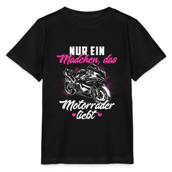 Motorcycle Woman Superbiker Gift · Girl - Stanley/Stella MINI CREATOR Kids’ T-Shirt - black - Front - Mikhail (115cm)