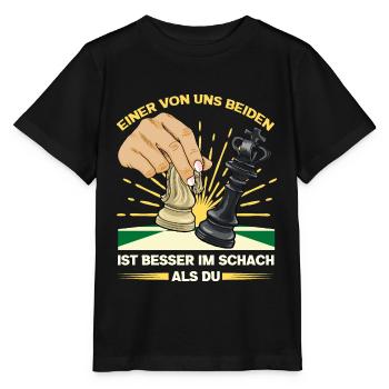 Einer von uns beiden ist besser im Schach Design - Stanley/Stella Kinder T-Shirt MINI CREATOR  - Schwarz - Vorne - Mikhail (115cm)