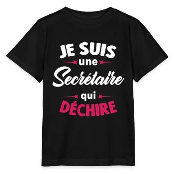 Je Suis Une Secrétaire Qui Déchire - T-shirt bio MINI CREATOR Stanley/Stella Enfant - noir - Devant - Mikhail (115cm)
