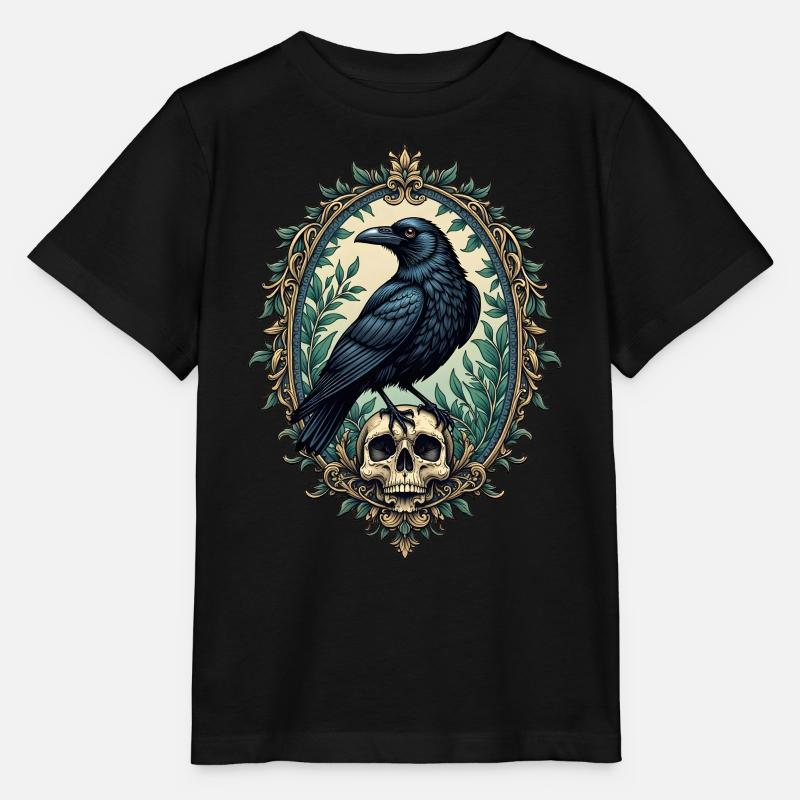 Corbeau avec crâne - T-shirt bio MINI CREATOR Stanley/Stella Enfant - noir