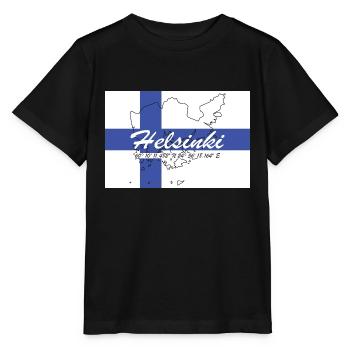 Helsinki - Hauptstadt mit GPS & Flagge - Stanley/Stella Kinder T-Shirt MINI CREATOR  - Schwarz - Vorne - Mikhail (115cm)