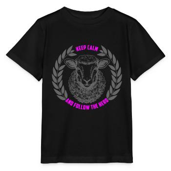 Les moutons restent calmes et suivent le troupeau - T-shirt bio MINI CREATOR Stanley/Stella Enfant - noir - Devant - Mikhail (115cm)