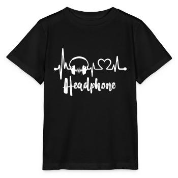 Heartbeat Headphones - Stanley/Stella MINI CREATOR Kids’ T-Shirt - black - Front - Mikhail (115cm)