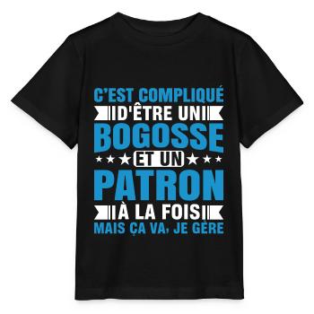 compliqué d'être un bogosse et un patron - T-shirt bio MINI CREATOR Stanley/Stella Enfant - noir - Devant - Mikhail (115cm)